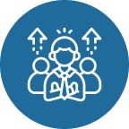 Icon of a person in a suit with two others, flanked by upward arrows, symbolising success in migration and Australian visa consultation services. This highlights the commitment and expertise of IME Advisors in providing bespoked migration and visa services.